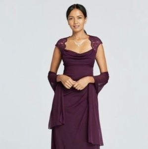 David's Bridal Cap Sleeve Jersey Long